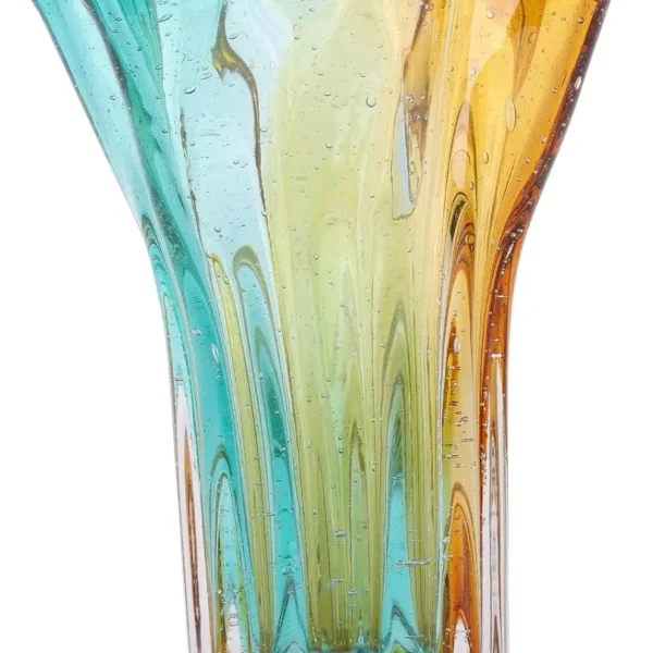 Hand Blown Glass Vase, Wide Mouth Petal Vase,