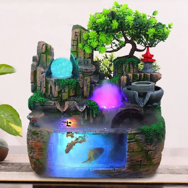 Desktop Fountain Waterfall Resin Fountain Decoration